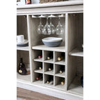 Rustic White 57-Inch Wood Buffet Server with 5 Shelves