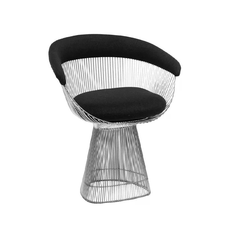 Modern Dining Chair with Stainless Steel Frame and Wool-Blend Upholstery