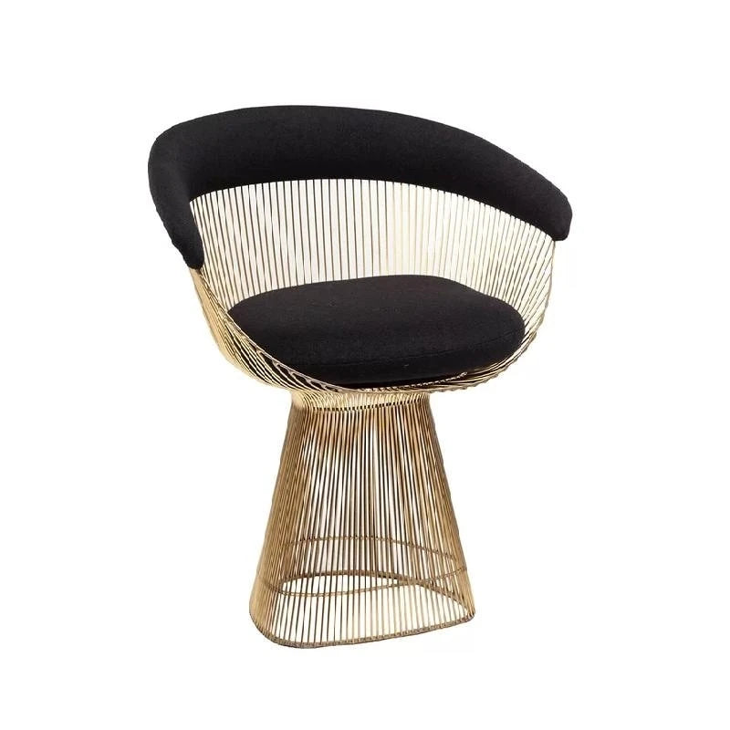 Modern Dining Chair with Stainless Steel Frame and Wool-Blend Upholstery
