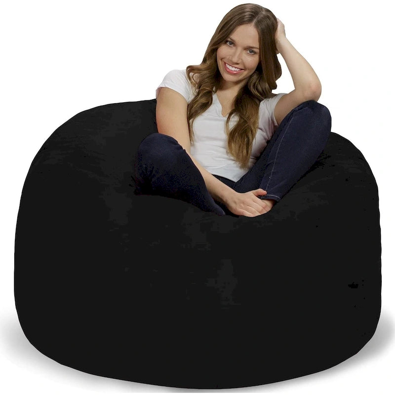 4-Foot Memory Foam Bean Bag Chair with Removable Cover