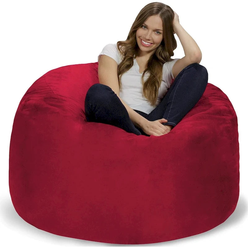 4-Foot Memory Foam Bean Bag Chair with Removable Cover