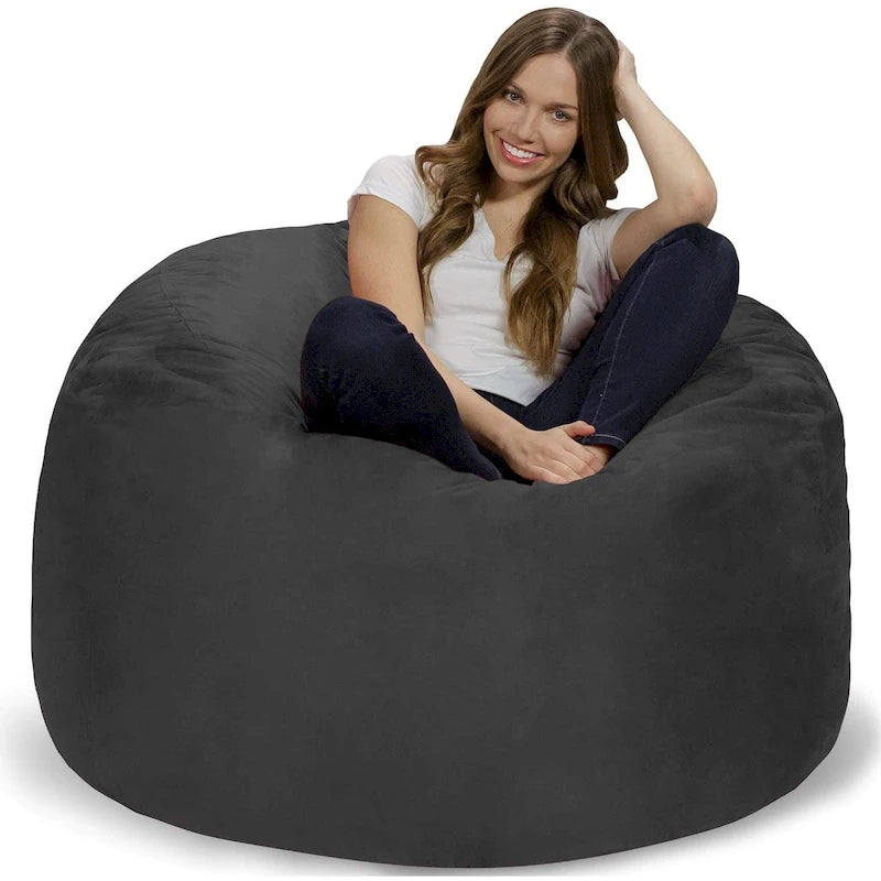 4-Foot Memory Foam Bean Bag Chair with Removable Cover