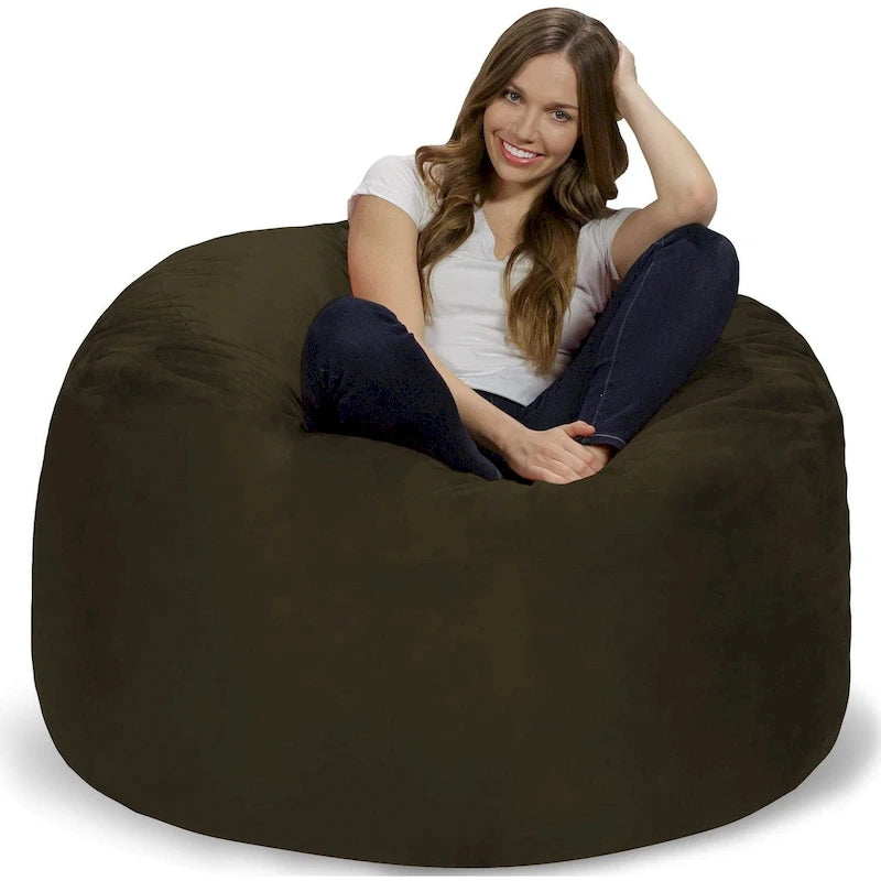 4-Foot Memory Foam Bean Bag Chair with Removable Cover