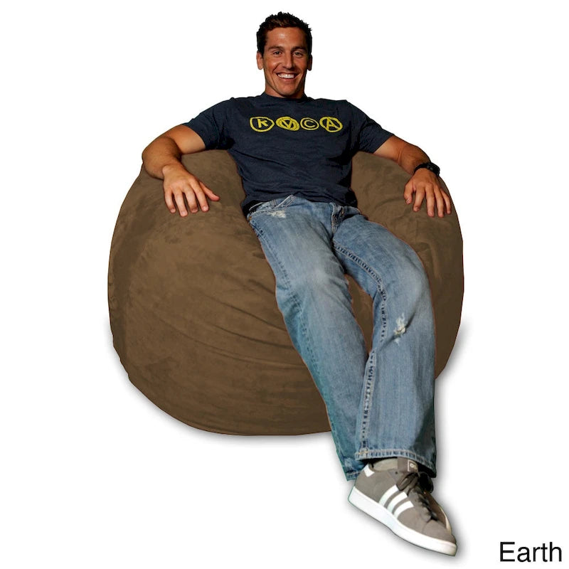 4-Foot Memory Foam Bean Bag Chair with Removable Cover
