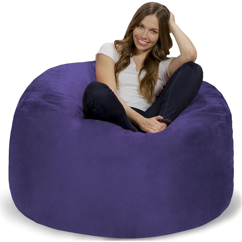 4-Foot Memory Foam Bean Bag Chair with Removable Cover