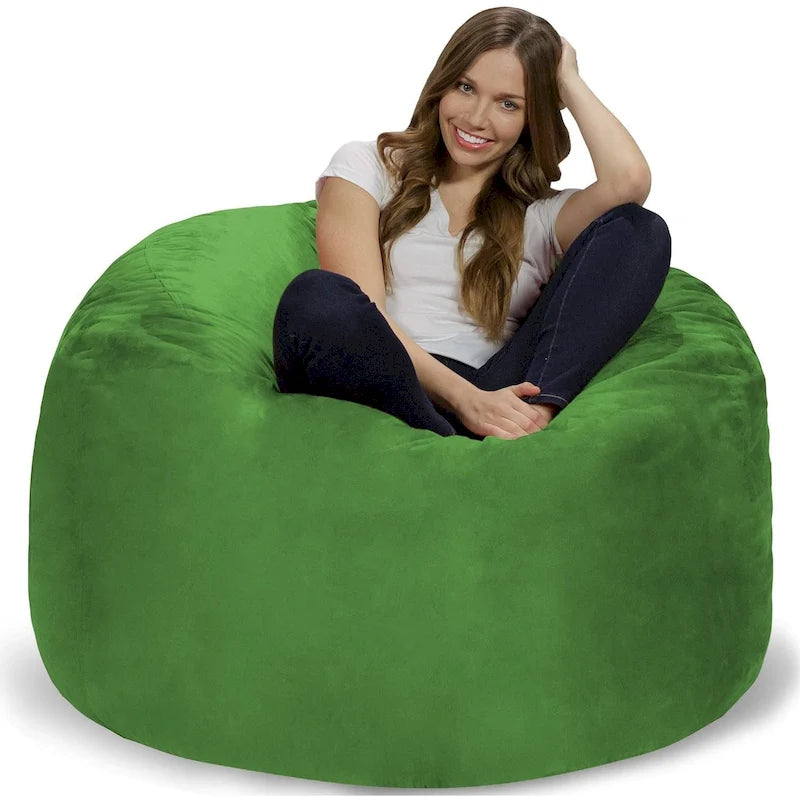 4-Foot Memory Foam Bean Bag Chair with Removable Cover