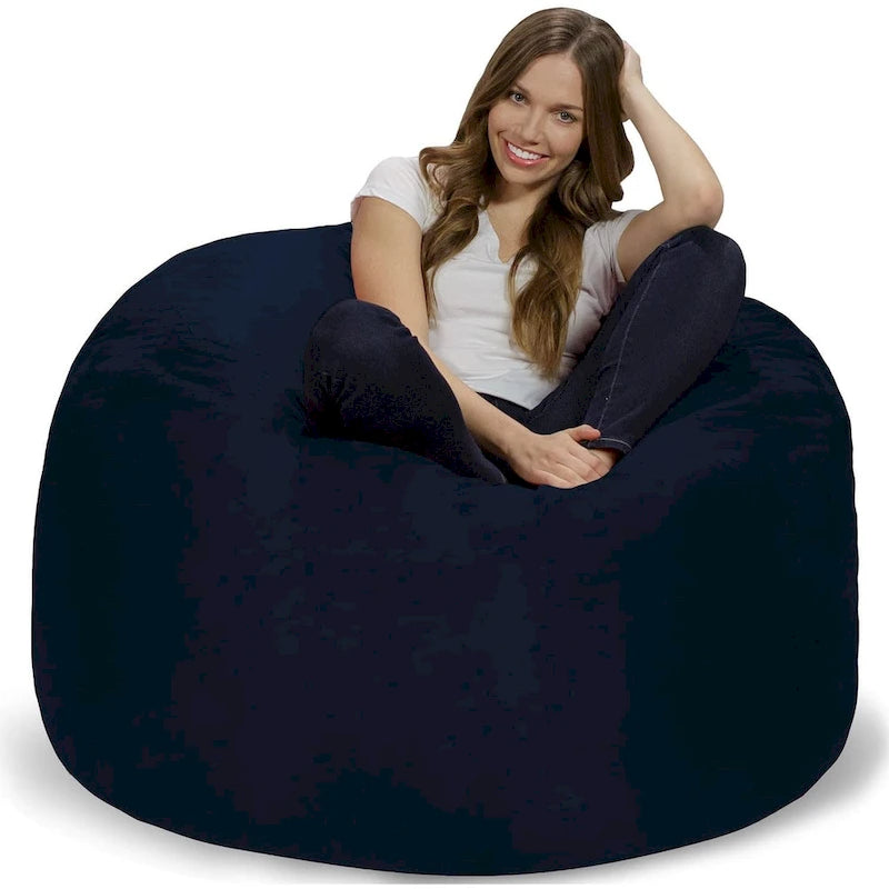 4-Foot Memory Foam Bean Bag Chair with Removable Cover
