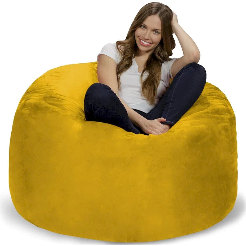 4-Foot Memory Foam Bean Bag Chair with Removable Cover