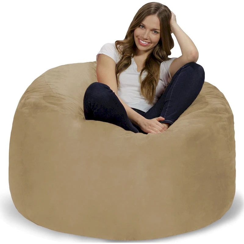 4-Foot Memory Foam Bean Bag Chair with Removable Cover