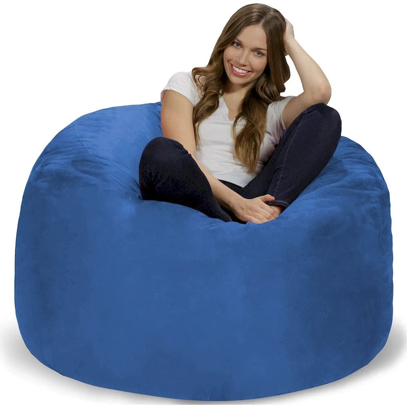 4-Foot Memory Foam Bean Bag Chair with Removable Cover