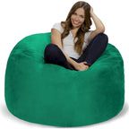 4-Foot Memory Foam Bean Bag Chair with Removable Cover