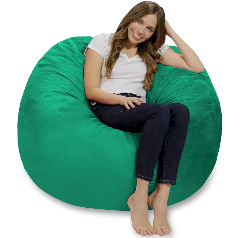 4-Foot Memory Foam Bean Bag Chair with Removable Cover