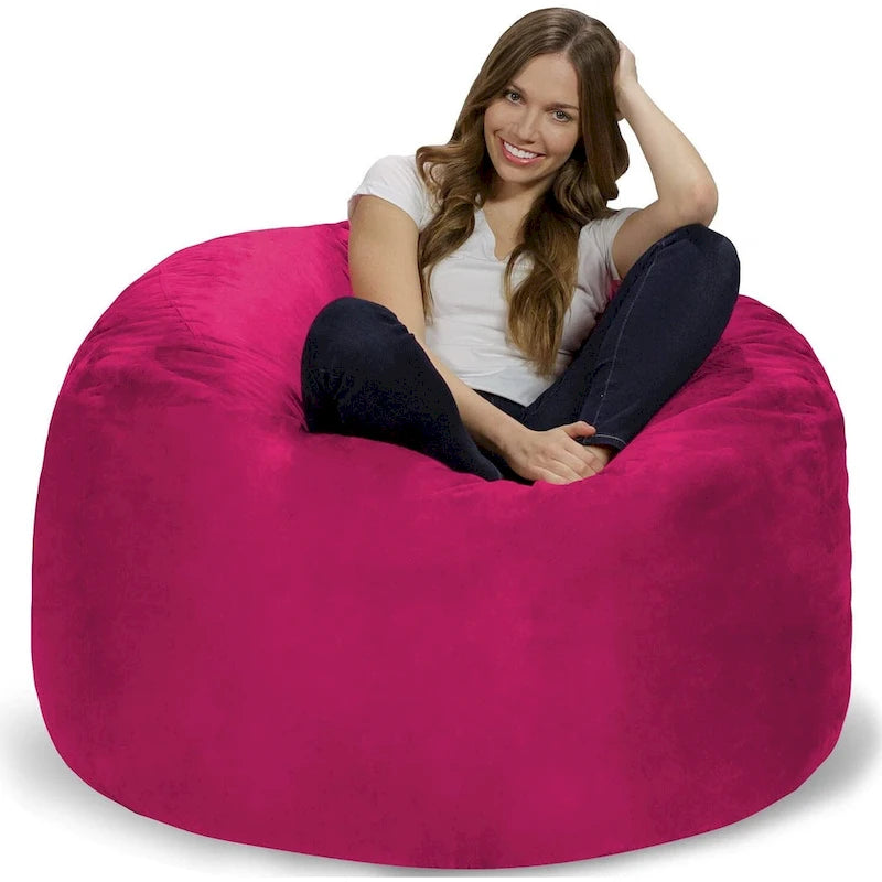 4-Foot Memory Foam Bean Bag Chair with Removable Cover