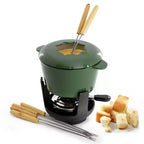 MegaChef Enameled Cast Iron 10 Piece Fondue Pot Set with Serving Forks in Green