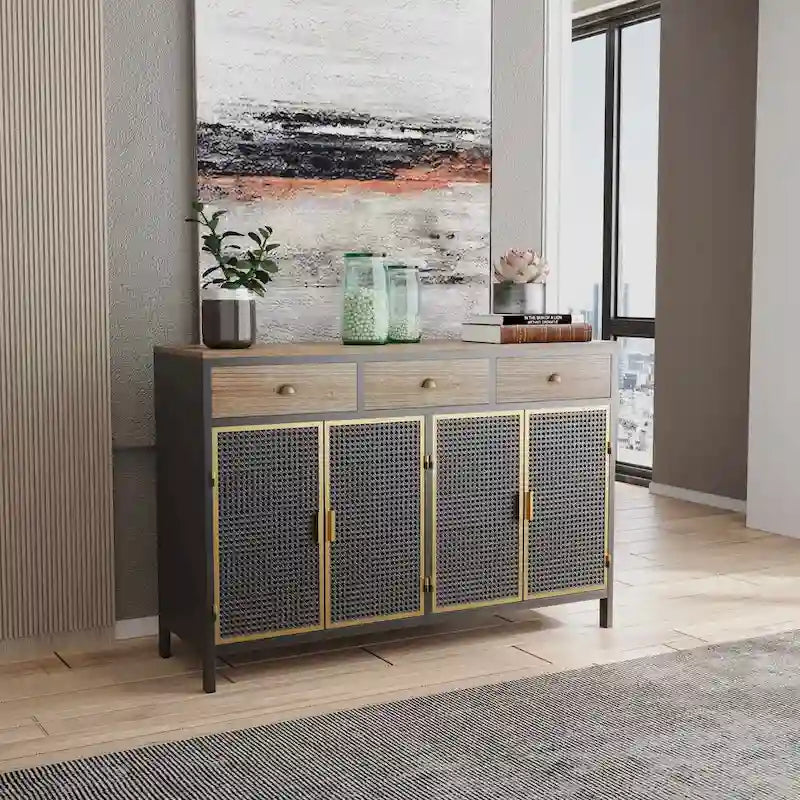 Modern Freestanding Sideboard Buffet Cabinet with Top Drawers