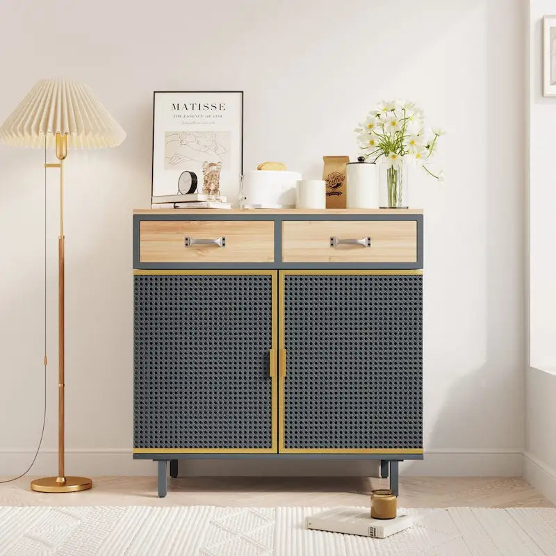 Modern Freestanding Sideboard Buffet Cabinet with Top Drawers