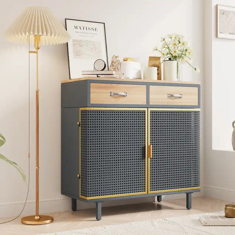 Modern Freestanding Sideboard Buffet Cabinet with Top Drawers