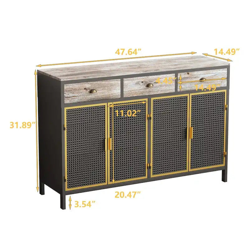 Modern Freestanding Sideboard Buffet Cabinet with Top Drawers