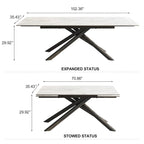 9 - Piece Extendable Rectangular Sintered Stone Cross Legs Dining Set With 8 Chairs For Home or Villa