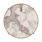 32.48 Round Coffee Table With Sintered Stone Top & Sturdy Metal Frame, Modern Coffee Table for Living Room
