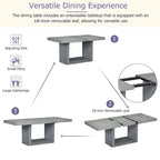 78-Inch Extendable Pedestal Dining Table with 18-Inch Removable Leaf