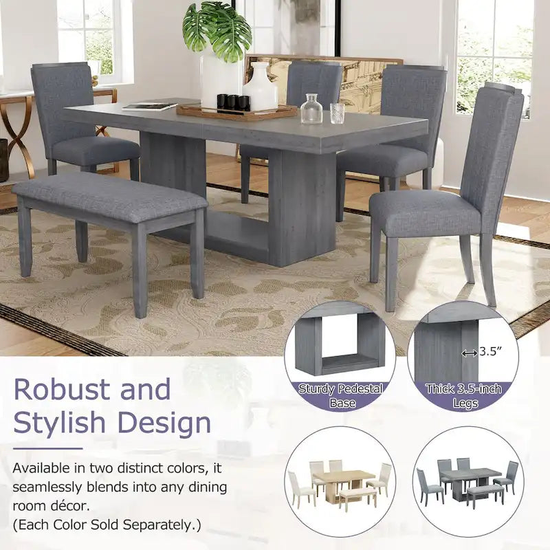 78-Inch Extendable Pedestal Dining Table with 18-Inch Removable Leaf
