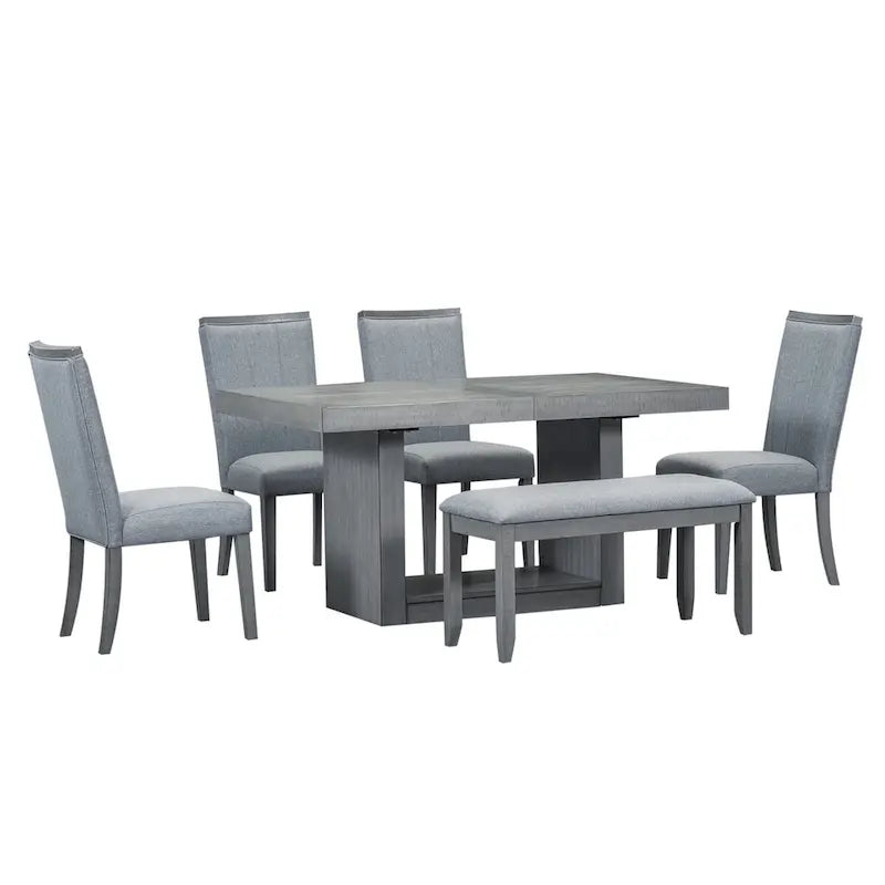 78-Inch Extendable Pedestal Dining Table with 18-Inch Removable Leaf