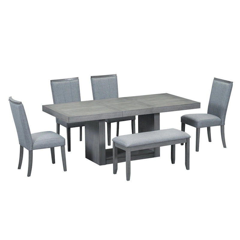78-Inch Extendable Pedestal Dining Table with 18-Inch Removable Leaf