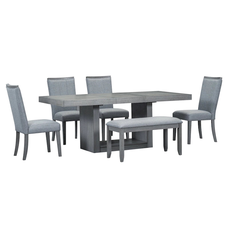 78-Inch Extendable Pedestal Dining Table with 18-Inch Removable Leaf
