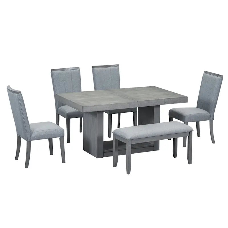 78-Inch Extendable Pedestal Dining Table with 18-Inch Removable Leaf