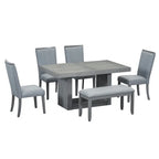 78-Inch Extendable Pedestal Dining Table with 18-Inch Removable Leaf