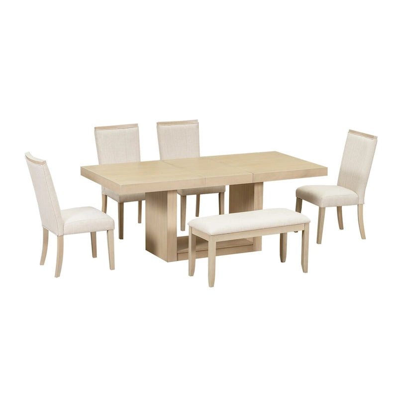 78-Inch Extendable Pedestal Dining Table with 18-Inch Removable Leaf