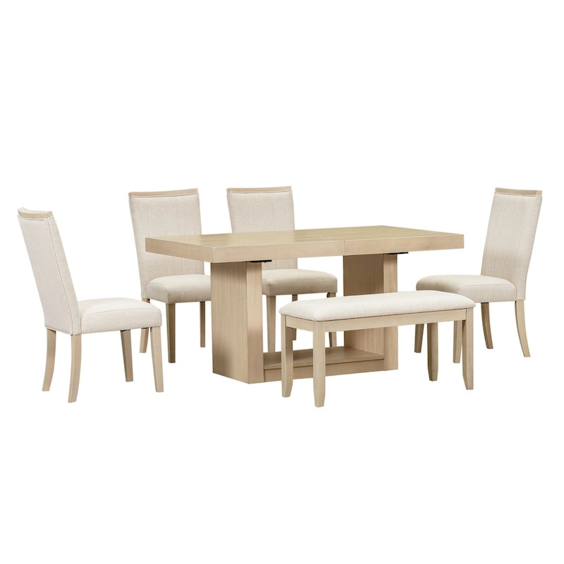 78-Inch Extendable Pedestal Dining Table with 18-Inch Removable Leaf