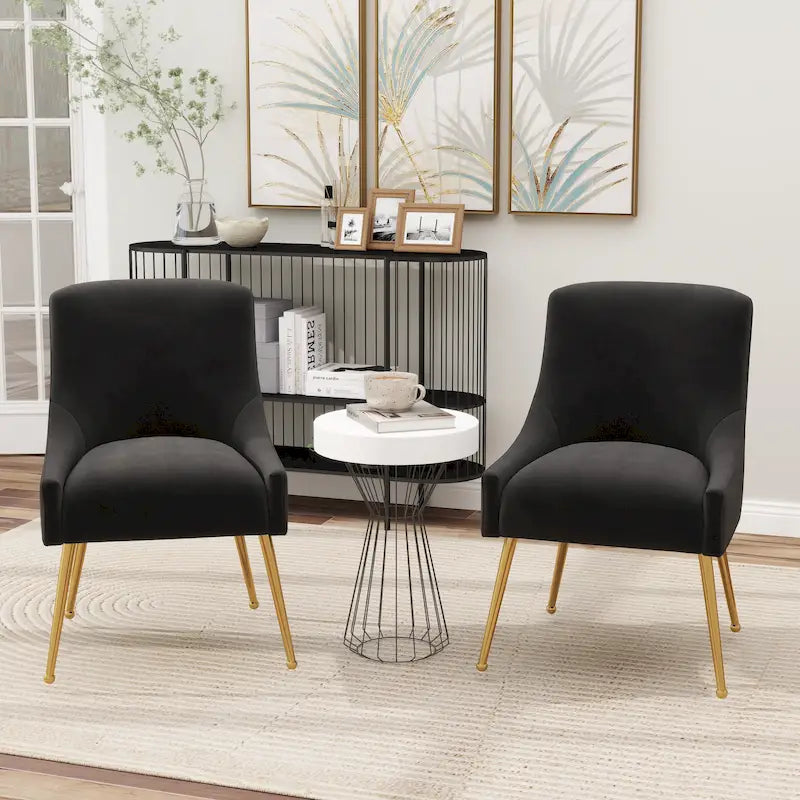 Modern Glam Velvet Upholstered Armless Dining Side Chair