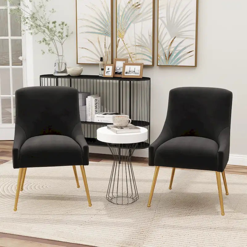 Modern Glam Velvet Upholstered Armless Dining Side Chair