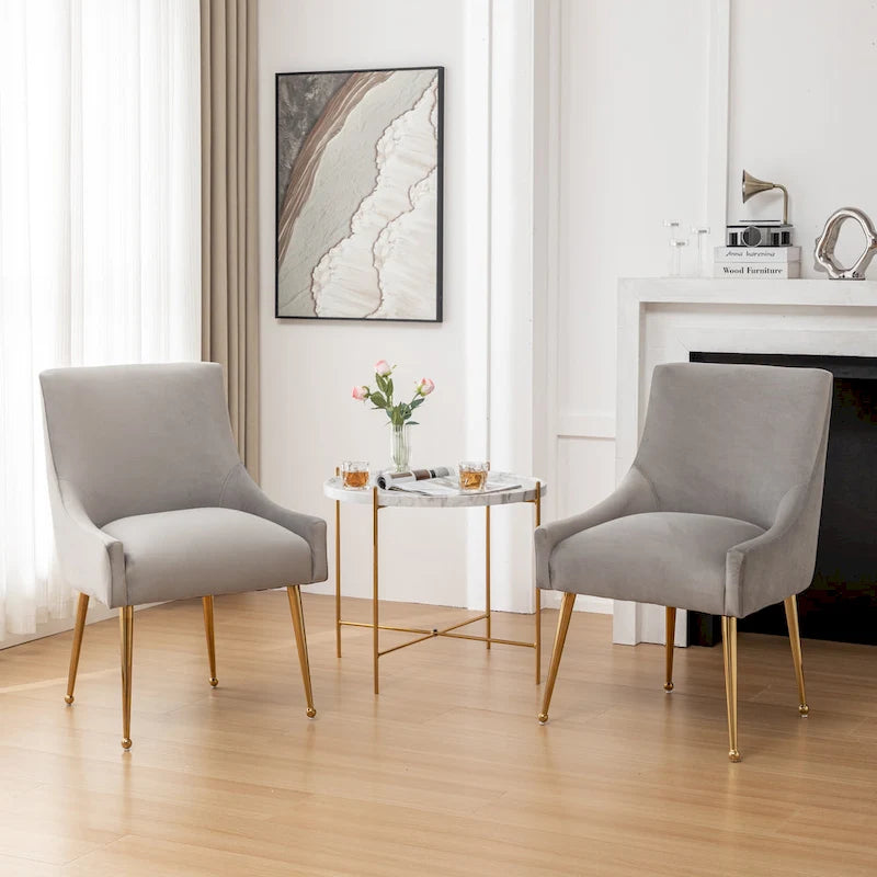 Modern Glam Velvet Upholstered Armless Dining Side Chair