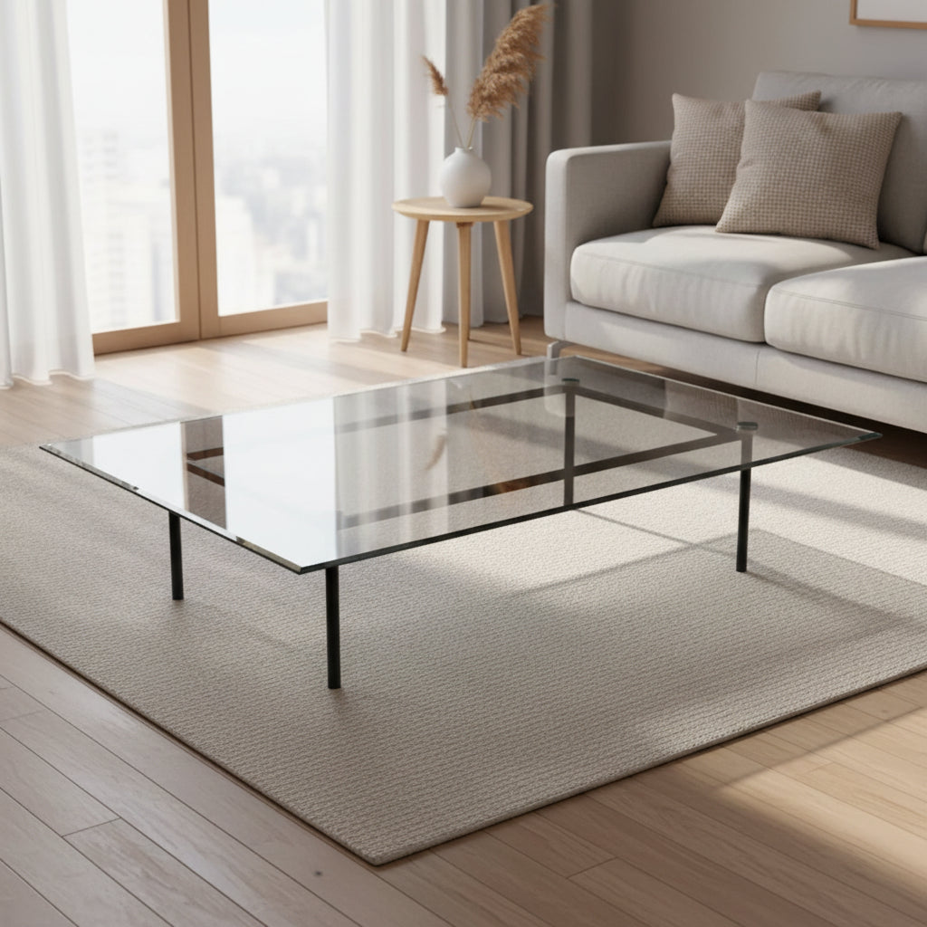 Rectangular Casual Clear Tempered Glass Top