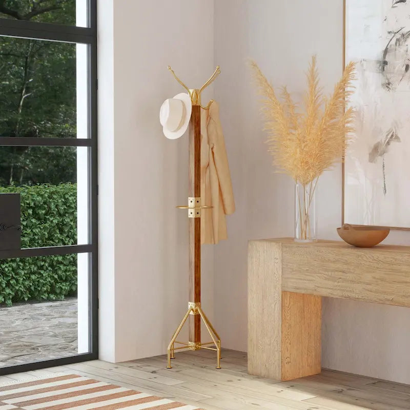 Square Wood Coat and Hat Stand