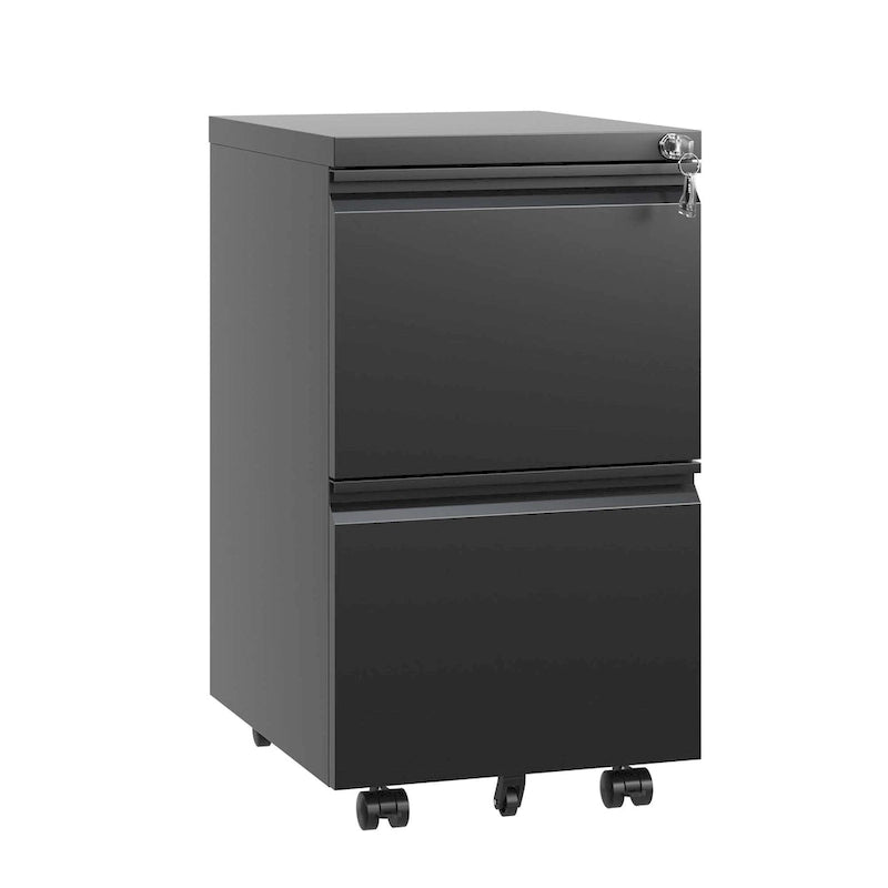 2-Drawer Metal Rolling File Cabinet with Lock for Legal/Letter/A4 Files