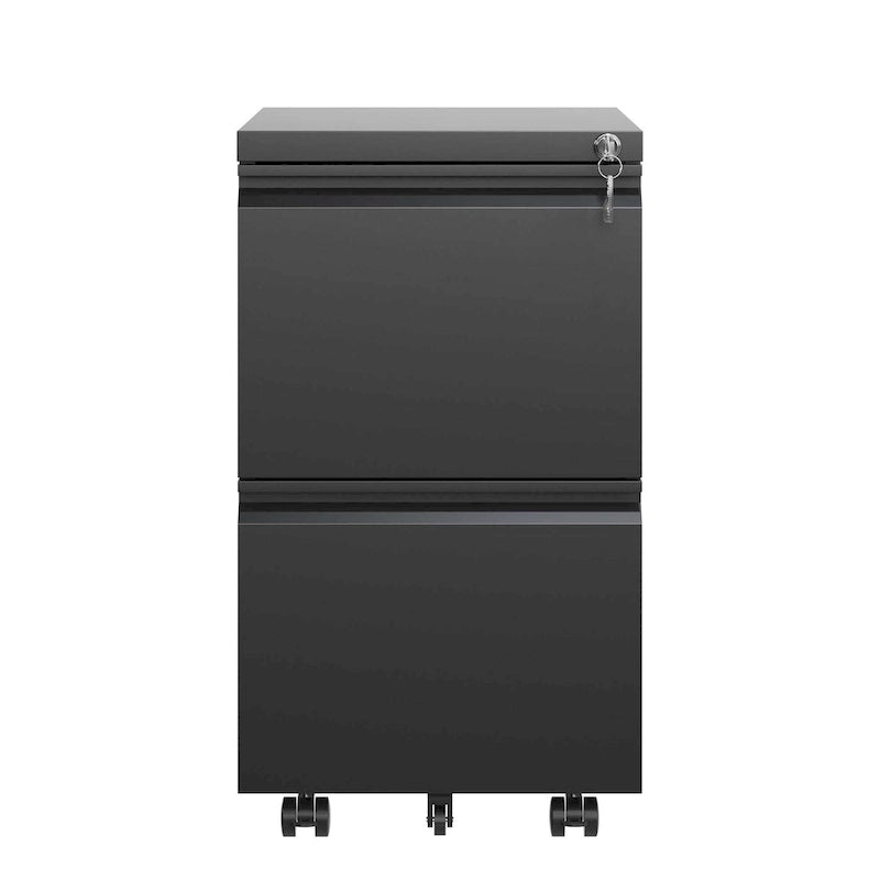 2-Drawer Metal Rolling File Cabinet with Lock for Legal/Letter/A4 Files