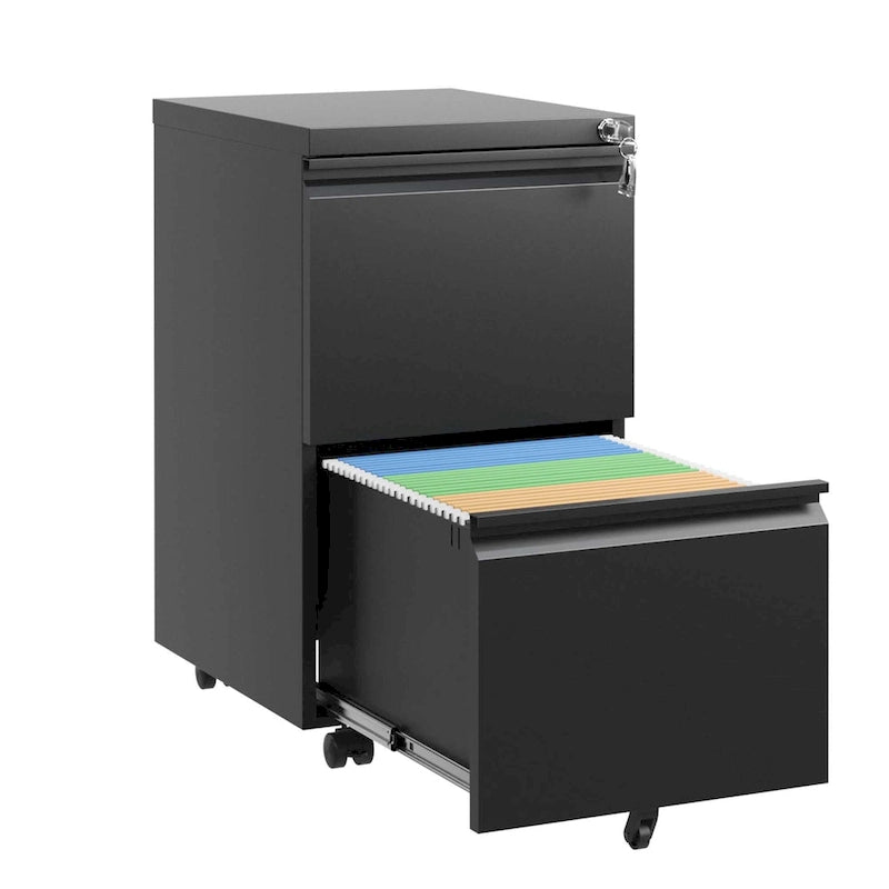 2-Drawer Metal Rolling File Cabinet with Lock for Legal/Letter/A4 Files