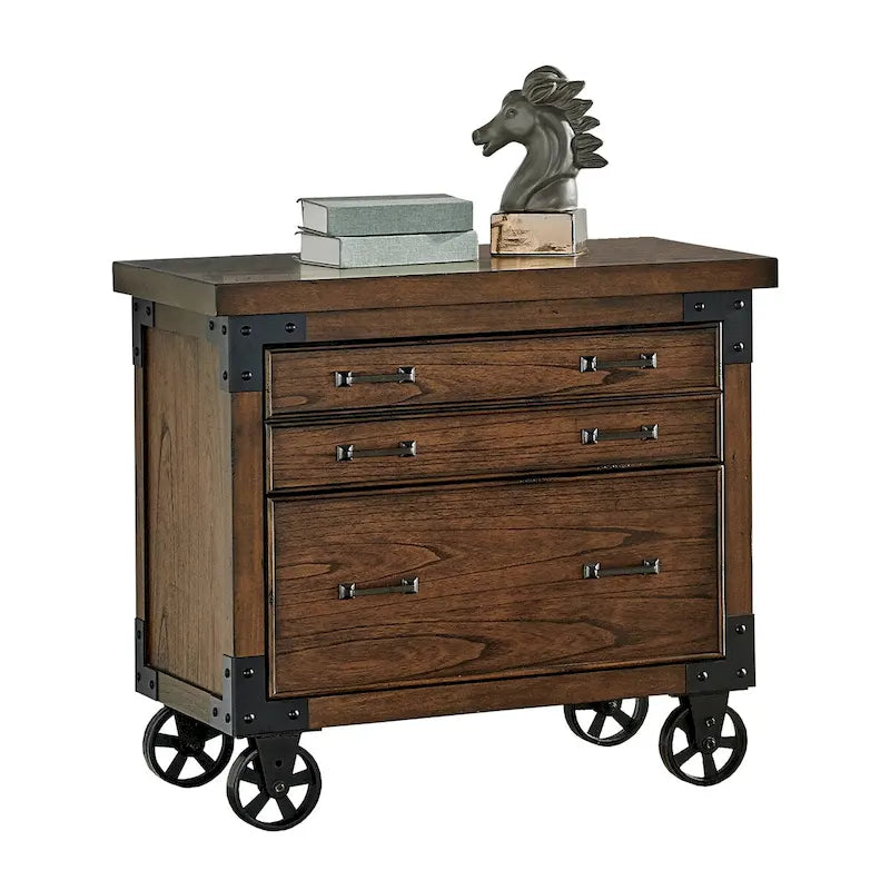 Rustic Brown Lateral File Cabinet with Legal/Letter Drawer