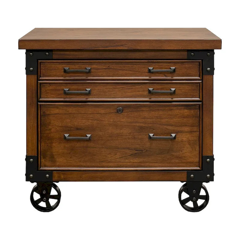 Rustic Brown Lateral File Cabinet with Legal/Letter Drawer