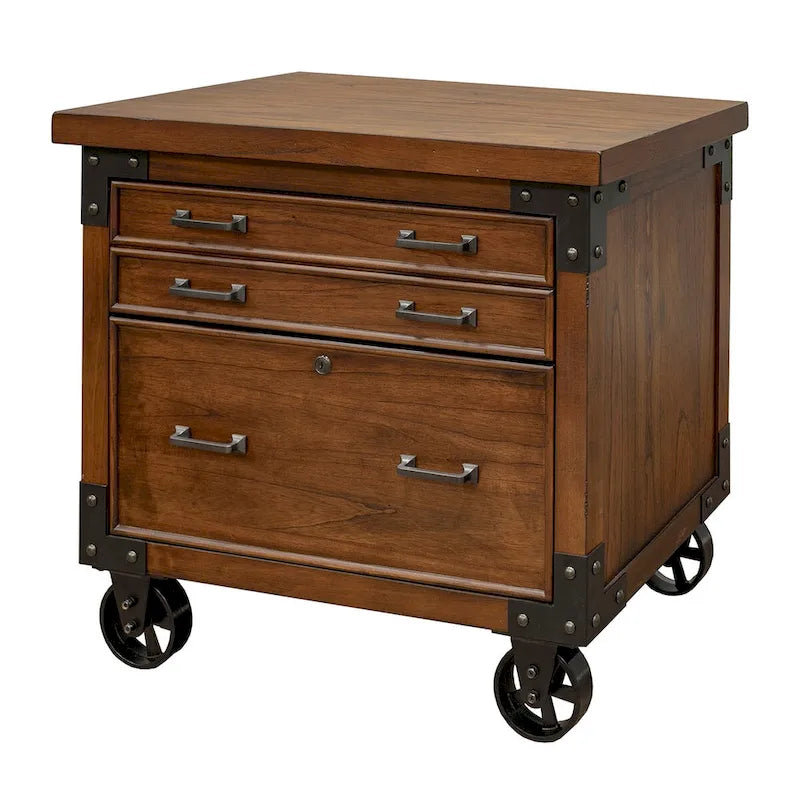 Rustic Brown Lateral File Cabinet with Legal/Letter Drawer