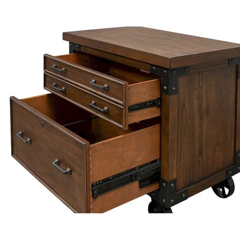 Rustic Brown Lateral File Cabinet with Legal/Letter Drawer