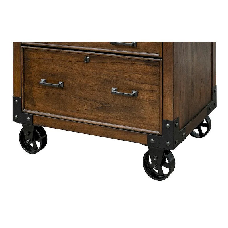Rustic Brown Lateral File Cabinet with Legal/Letter Drawer