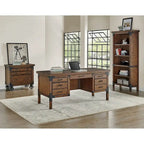 Rustic Brown Lateral File Cabinet with Legal/Letter Drawer