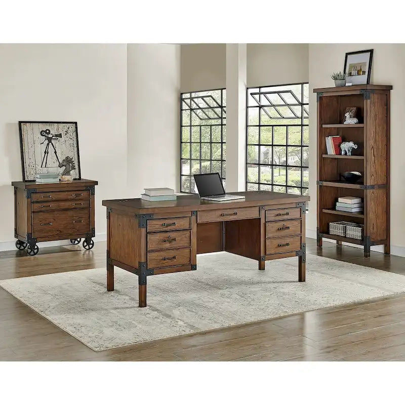 Rustic Brown Lateral File Cabinet with Legal/Letter Drawer
