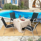 Lot de 4 chaises de salle à manger empilables avec accoudoirs pour patio - 73,7 x 54,6 x 90,2 cm (L x l x H)