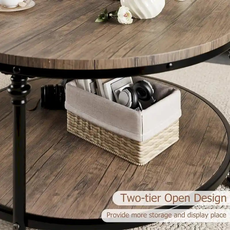 Round Coffee Table 30.31 Industrial Center Table